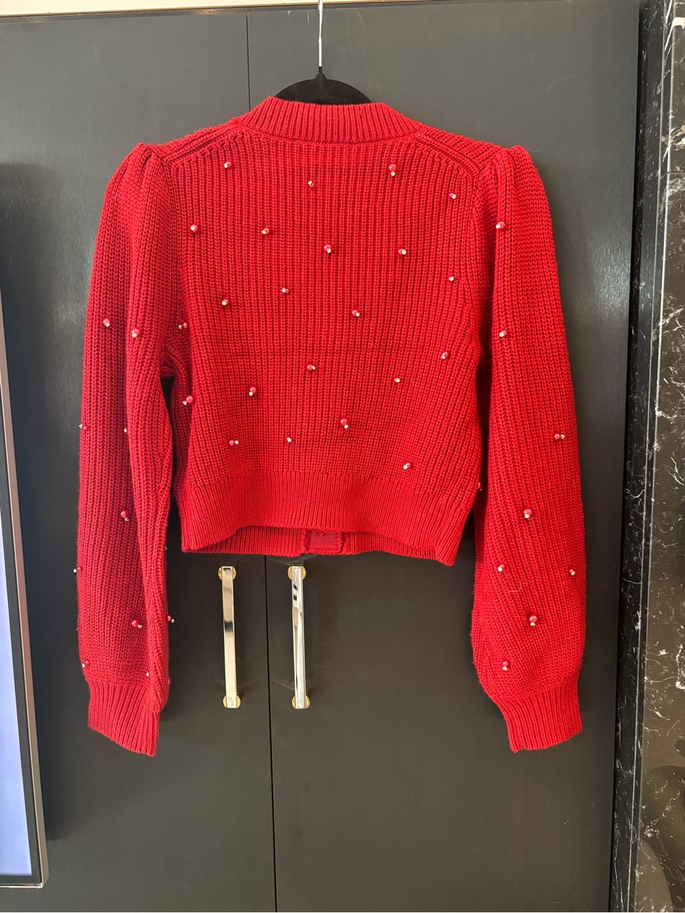 Delsie Pearl Embellished Cardigan - Red - Picture 8 of 10